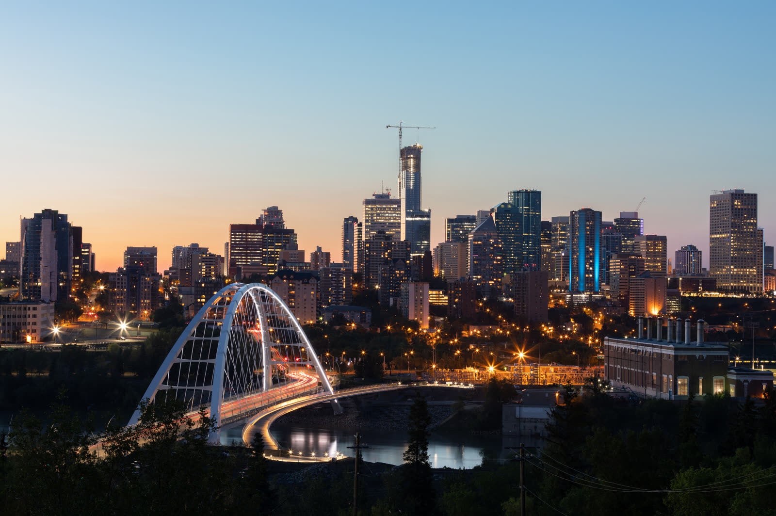 The Edmonton skyline at dusk