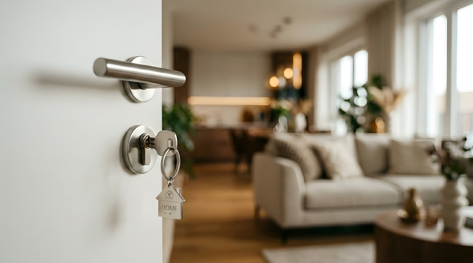 Keys in the handle of a newly finished home